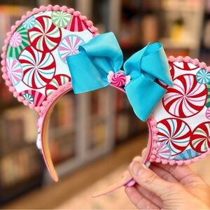 Custom Peppermint Candy Christmas Mickey Mouse Inspires Ears Headband